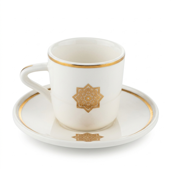Coffee Cup and Saucer Set - 6 Pcs